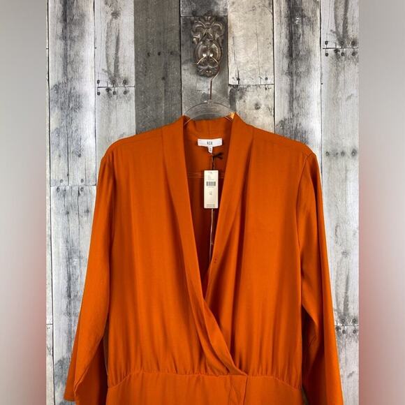 NWT Anthropologie NSR Naomi Surplice Dress in Medium Orange Size XL. - Picture 4 of 16